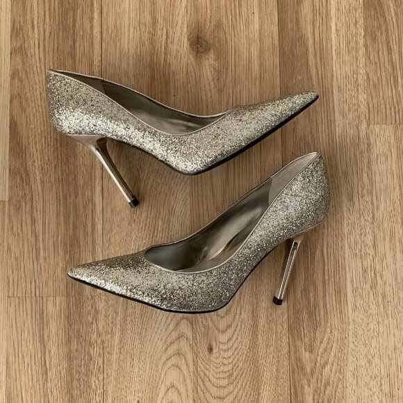 NWOT Sexy Silver Sparkly Glitter Heels - Picture 4 of 7